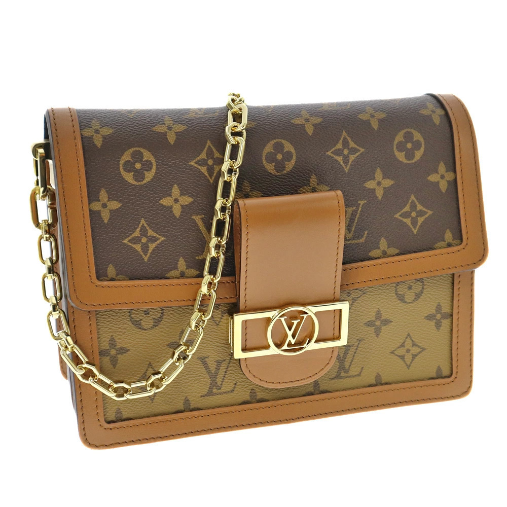 LOUIS VUITTON Dauphine Shoulder Bag Chain Crossbody Monogram Canvas Reverse